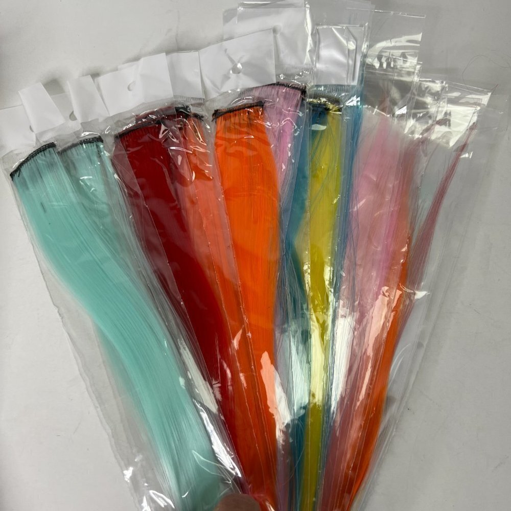 24 PC Rainbow Colored Hair Extension with Clips